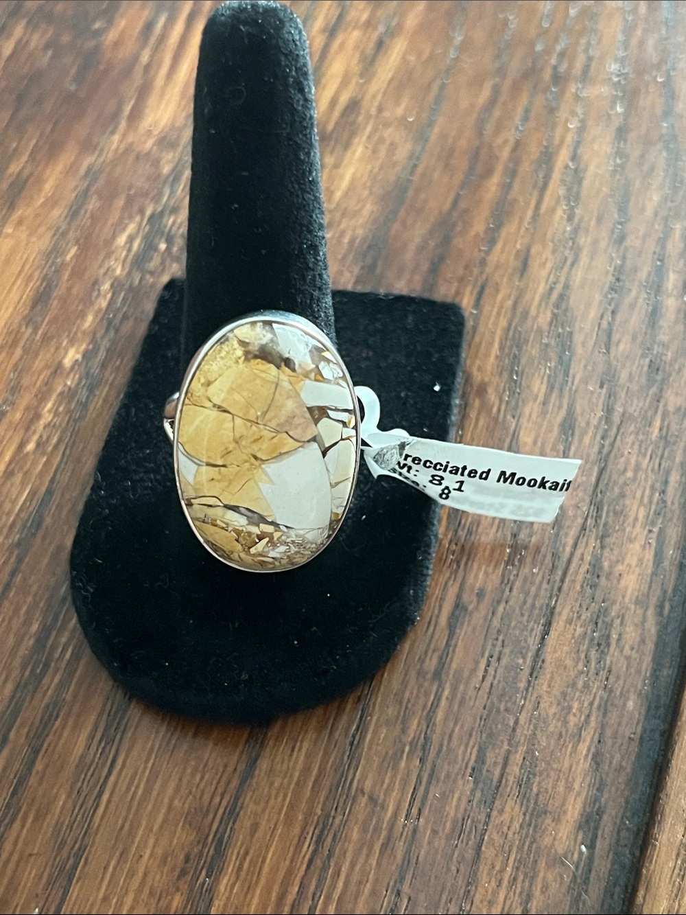 Yellow Brecciated Mookaite Oval Sterling Ring